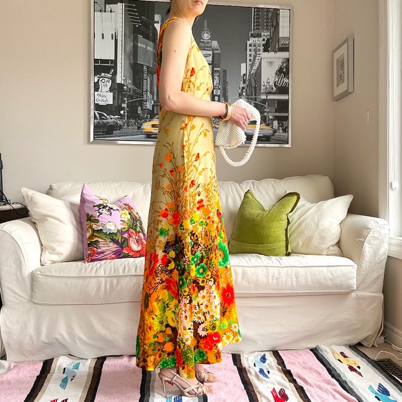 Vintage floral empire waist A-line maxi dress - Picture 4 of 13